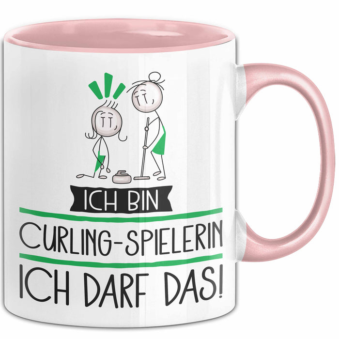 Geschenk für Curling-Spielerin Tasse Lustige Geschenkidee Geburtstag Ich Bin Curling-Spielerin Ich Darf Das Rosa Trendation