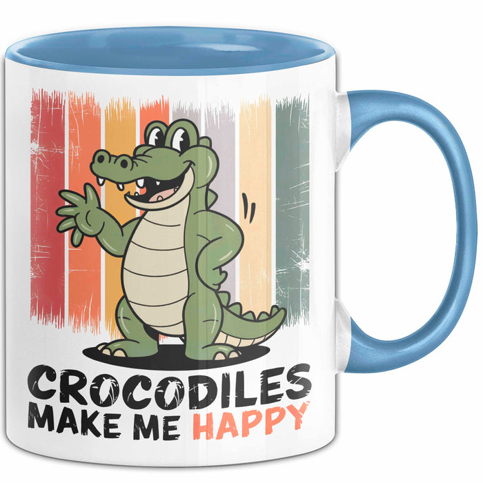 Krokodil Tier Tasse Geschenk Lustige Geschenkidee Spruch Krokodile Machen Mich Glücklich Blau Trendation