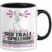 Softballspielerin Geschenk Tasse Ich Bin Softballspielerin Aber Sag Doch Einfach Superheld Lustige Geschenkdiee für Softballspielerin Kaffee-Becher Schwarz Trendation