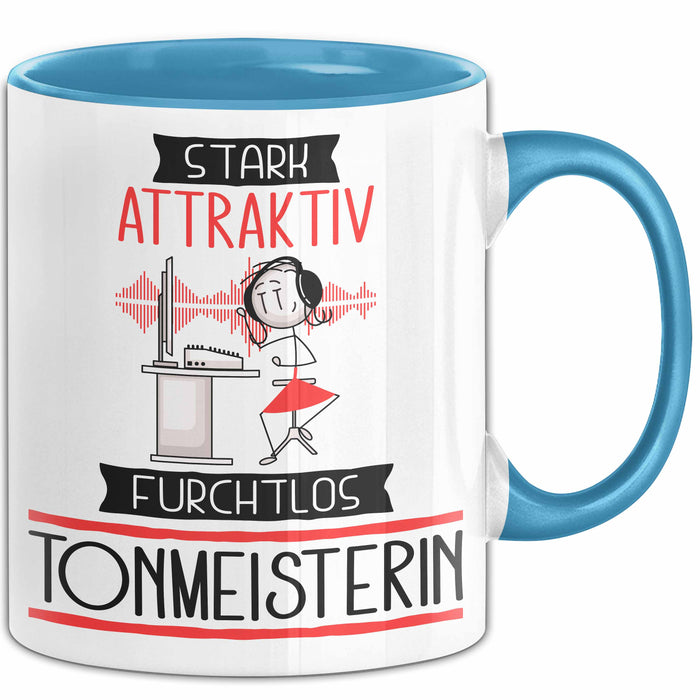 Tonmeisterin Tasse Geschenk Becher Stark Attraktiv Furchtlos Tonmeisterin Lustige Geschenkidee Blau Trendation