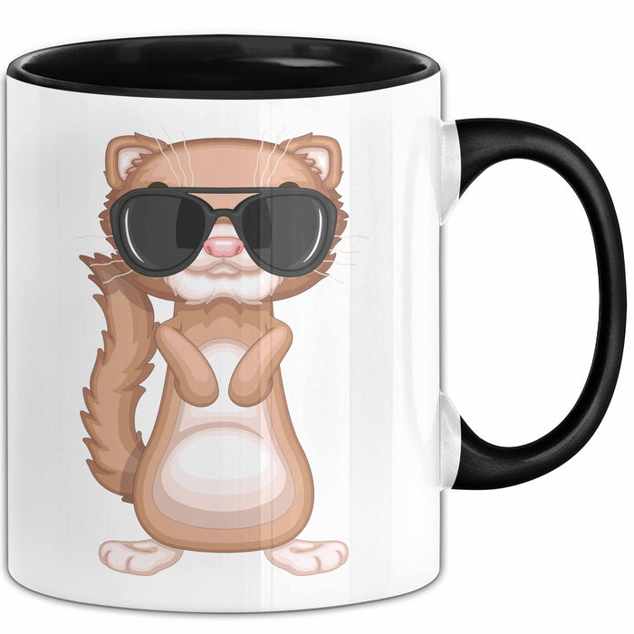 Frettchen Tasse Geschenk Sonnenbrille Grafik Lustige Geschenkidee Schwarz Trendation