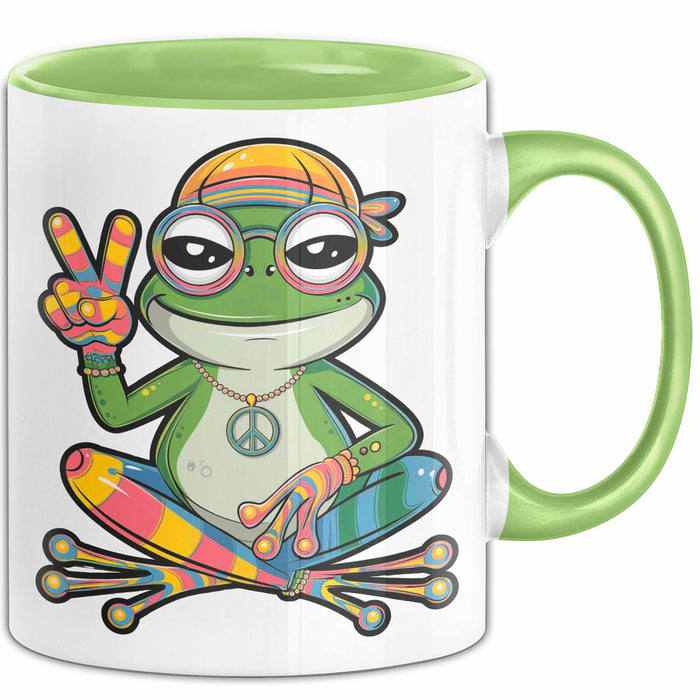 Hippie Frosch Tasse Geschenk Lustige Geschenkidee Spruch Grün Trendation