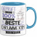 Beste Drummerin Der Welt Tasse Geschenk für Eine Drummerin Geprüft Und Sicher Geschenkidee Geburtstag Weihnachten Blau Trendation