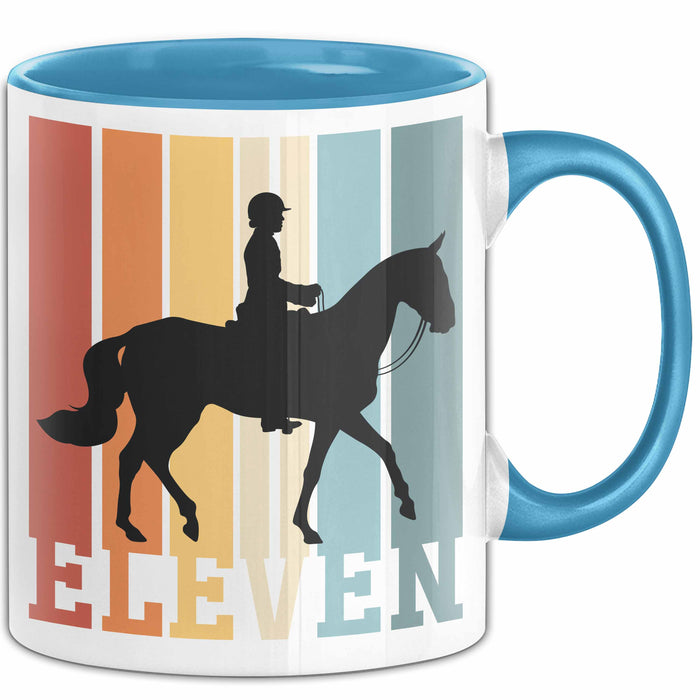Tasse Geschenk Eleven Retro Pferd Spruch Lustiger Becher Blau Trendation