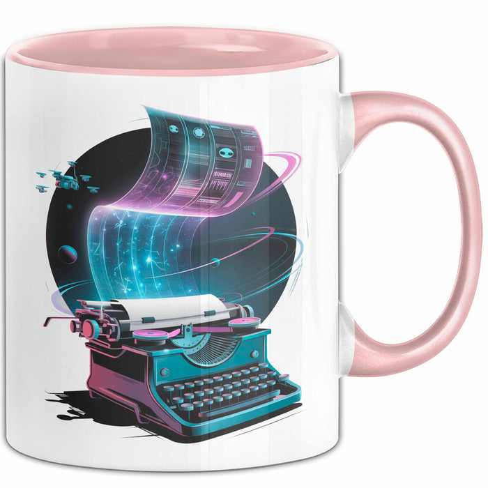 Sci Fi Autor Tasse Geschenkidee für Zukunftswelten Rosa Trendation