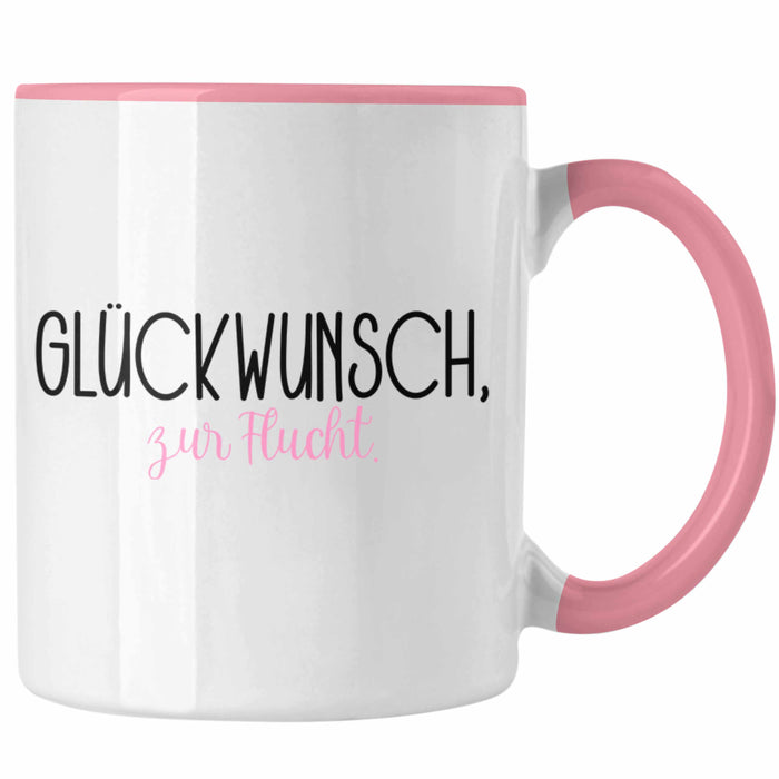 Trendation - Jobwechsel Tasse Geschenk Kollegin Kollege Lustig Abschiedsgeschenk Sprüche - Glückwunsch Zur Flucht Abschied Rosa Trendation