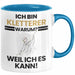 Kletterer Geschenk Tasse Lustiger Spruch Ich Bin Kletterer Warum Weil Ich Es Kann Geschenkidee Bester Kletterer Geburtstag Kaffee-Becher Blau Trendation