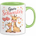 Big Sister Ältere Geschwister Schwestern Giraffe Tasse Becher Geschenk Lustige Geschenkidee Spruch Big Sister Grün Trendation