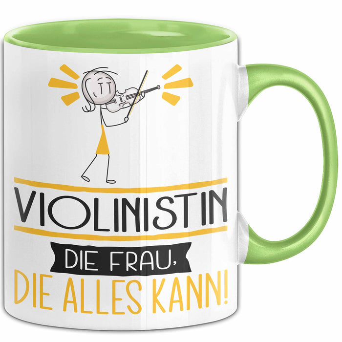 Violinistin Geschenk Tasse Becher Die Frau Die Allen Kann Geschenkidee für eine Violinistin Lustig Grün Trendation