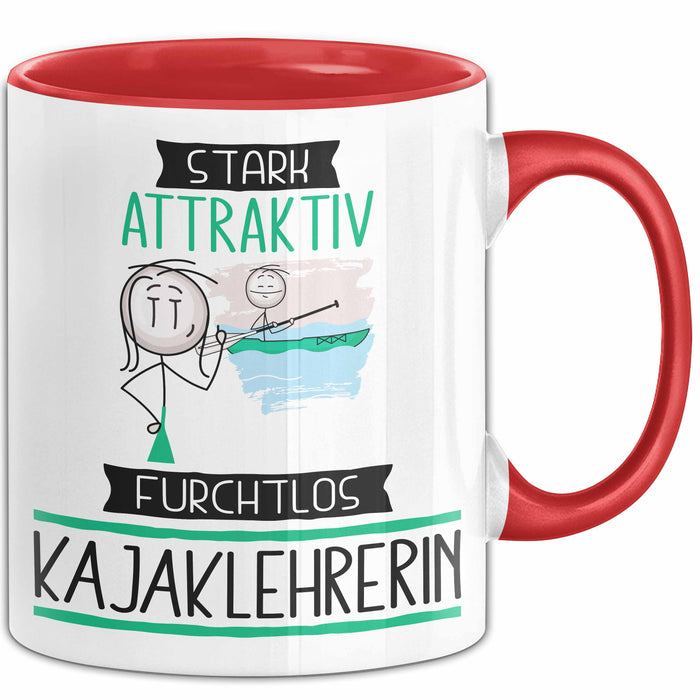 Kajaklehrerin Tasse Geschenk Becher Stark Attraktiv Furchtlos Kajaklehrerin Lustige Geschenkidee Rot Trendation