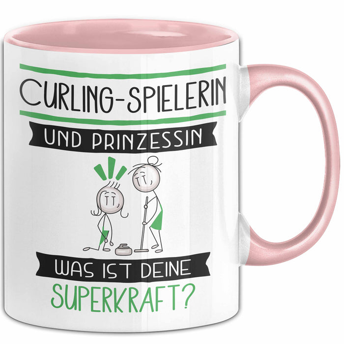 Curling-Spielerin Und Prinzessin Tasse Geschenk Für Eine Curling-Spielerin Geburtstag Was Ist Deine Superkraft Rosa Trendation