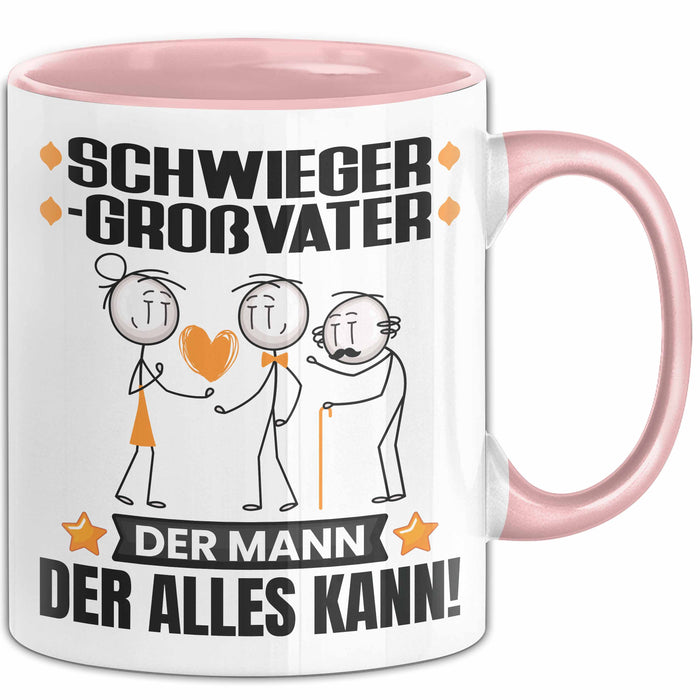 Schwiegergroßvater Tasse Geschenk für Schwiegergroßvater Der Mann Der Alles Kann Geschenkidee zum Geburtstag Rosa Trendation