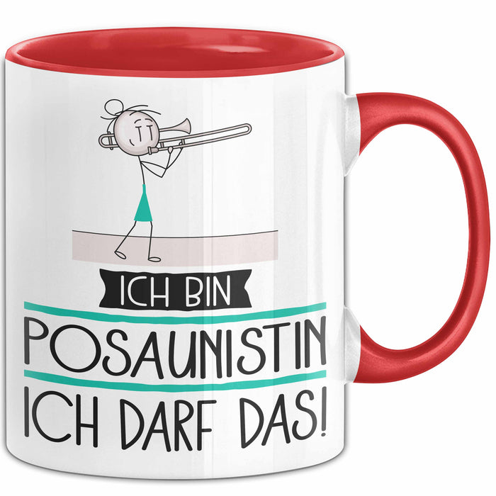 Geschenk für Posaunistin Tasse Lustige Geschenkidee Geburtstag Ich Bin Posaunistin Ich Darf Das Rot Trendation