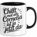 Cornelia Tasse Geschenk Chillt Mal Alle Cornelia Ist Ja Jetzt Da Geschenkidee Becher mit Name Schwarz Trendation