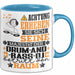 Drum-and-Bass-DJ Geschenk Tasse Lustiger Spruch Erheben Sie Sich Der Drum-and-Bass-DJ Betritt den Raum Blau Trendation