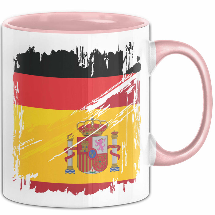 Deutsch Spanier Tasse Geschenk Lustiger Becher Geschenkidee Spanien Kaffee-Becher Rosa Trendation