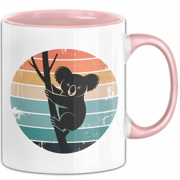 Retro Koala Tierliebhaber Tasse Geschenk Lustige Geschenkidee Spruch Rosa Trendation