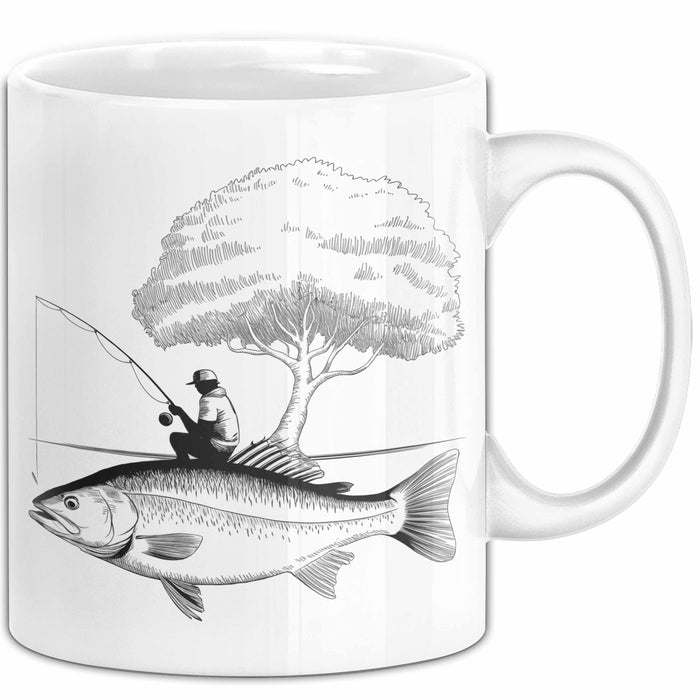 Angelliebhaber Fischer Tasse Geschenk Lustige Geschenkidee Spruch Weiß Trendation