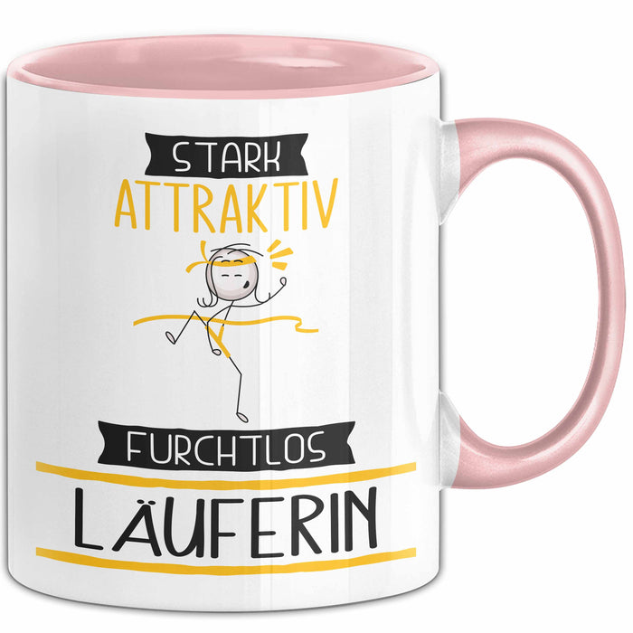 Läuferin Tasse Geschenk Becher Stark Attraktiv Furchtlos Läuferin Lustige Geschenkidee Rosa Trendation