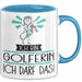 Geschenk für Golferin Tasse Lustige Geschenkidee Geburtstag Ich Bin Golferin Ich Darf Das Blau Trendation