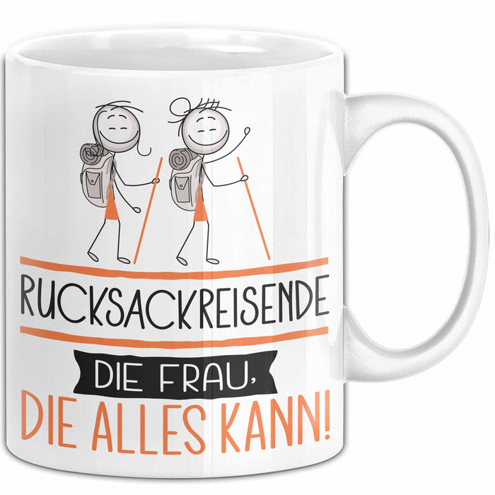 Rucksackreisende Geschenk Tasse Becher Die Frau Die Allen Kann Geschenkidee für eine Rucksackreisende Lustig Weiß Trendation