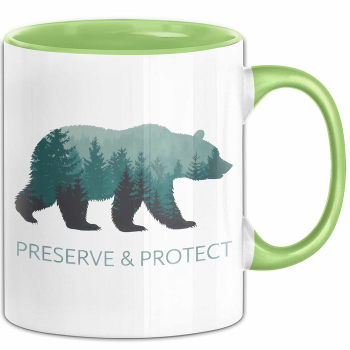 Wildtierschutz Tasse Geschenk Lustige Geschenkidee Spruch Bewahren und Schützen Grün Trendation