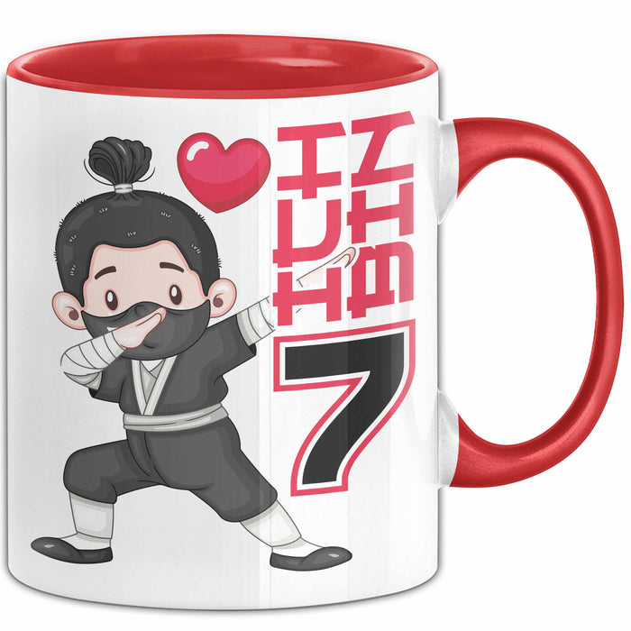 Kinder Tasse Geschenk Ich Bin 7 Ninja Herz Spruch Lustiger Becher Rot Trendation