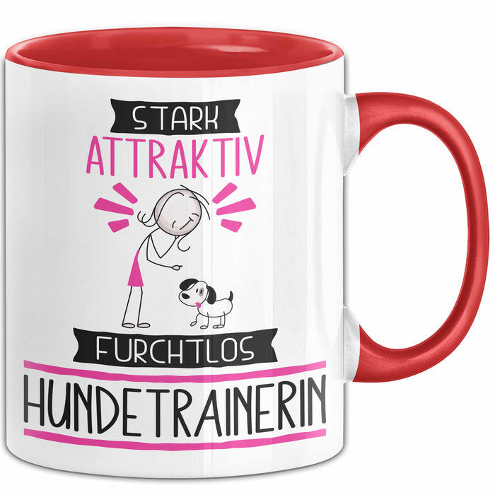 Hundetrainerin Tasse Geschenk Becher Stark Attraktiv Furchtlos Hundetrainerin Lustige Geschenkidee Rot Trendation