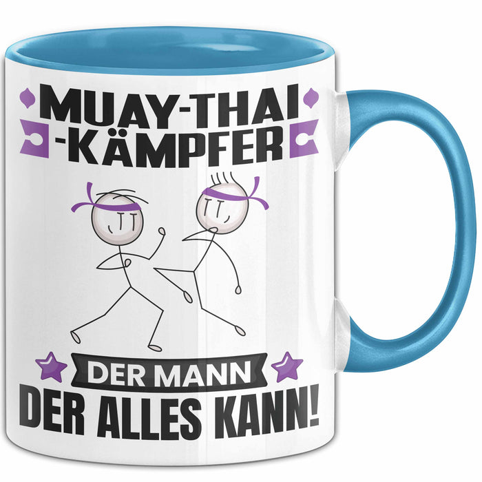 Muay-Thai-Kämpfer Tasse Geschenk für Muay-Thai-Kämpfer Der Mann Der Alles Kann Geschenkidee zum Geburtstag Blau Trendation
