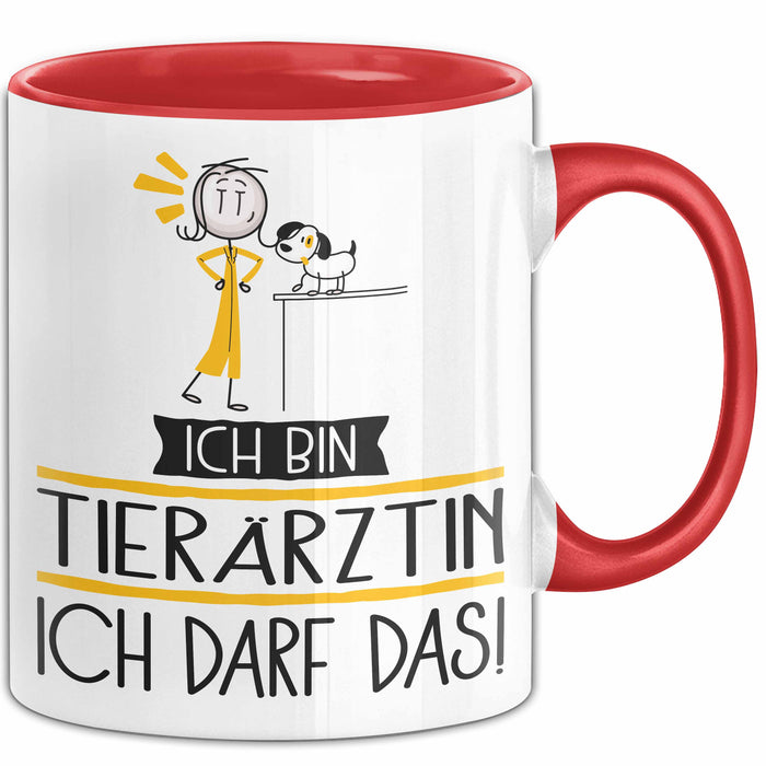 Geschenk für Tierärztin Tasse Lustige Geschenkidee Geburtstag Ich Bin Tierärztin Ich Darf Das Rot Trendation