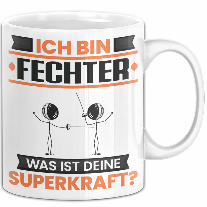 Fechter Tasse Geschenk für Fechter Geburtstag Lustiger Spruch Kaffee-Becher Was Ist Deine Superkraft Weiß Trendation