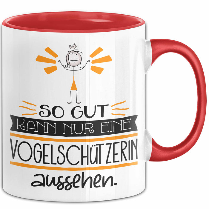 Vogelschützerin Geschenk Tasse So Gut Kann Nur Eine Vogelschützerin Aussehen Geschenkidee Geburtstag Weihnachten Lustig Rot Trendation