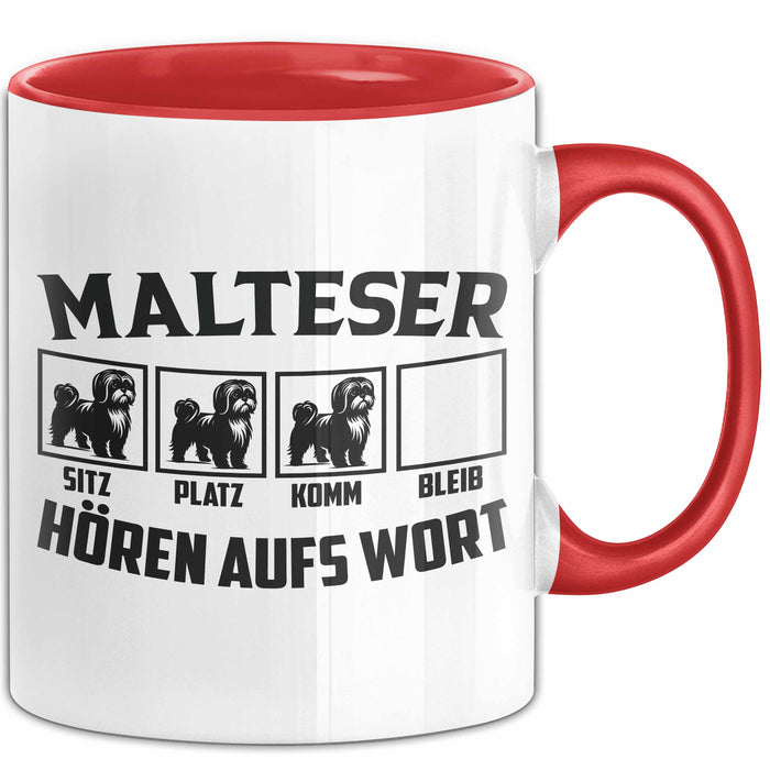 Malteser Hören Aufs Wort Tasse Geschenk Malteser Besitzer Mama Becher Rot Trendation