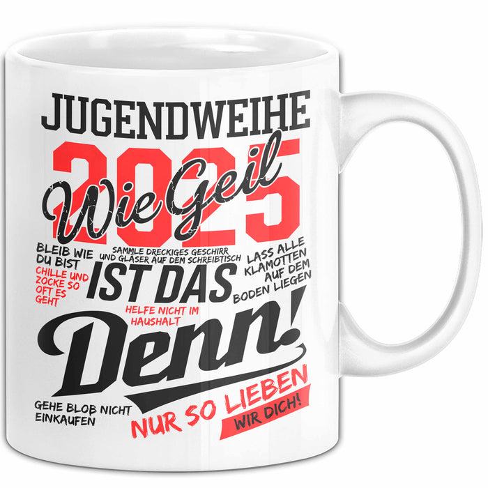 Jugendbetreuung Tasse Geschenk Lustige Geschenkidee Spruch Jugendweihe 2025 Weiß Trendation