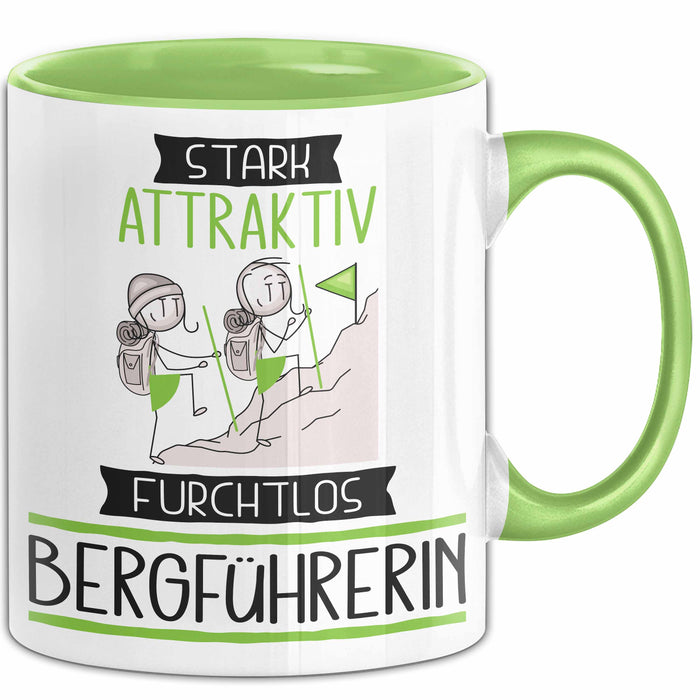 Bergführerin Tasse Geschenk Becher Stark Attraktiv Furchtlos Bergführerin Lustige Geschenkidee Grün Trendation
