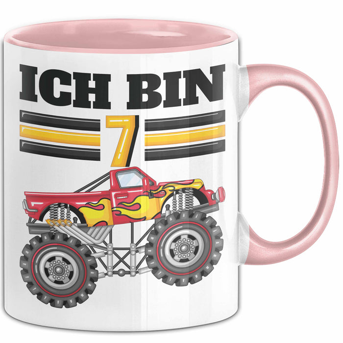 7. Geburtstag Geschenk Tasse Becher Jungs Trucks Geburtstagsgeschenk Ich Bin 7 Rosa Trendation