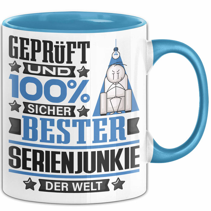 Serienjunkie Geschenk Lustiger Spruch für Serienjunkie Geschenkidee Bester Serienjunkie Der Welt Blau Trendation