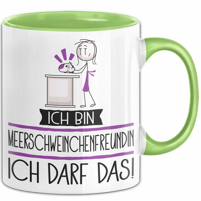 Geschenk für Meerschweinchenfreundin Tasse Lustige Geschenkidee Geburtstag Ich Bin Meerschweinchenfreundin Ich Darf Das Grün Trendation