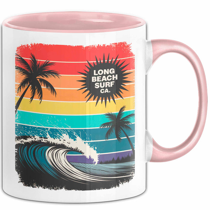 Los Angeles LA Kalifornien USA Tasse Geschenk Lustige Geschenkidee Spruch Retro Surfen Rosa Trendation
