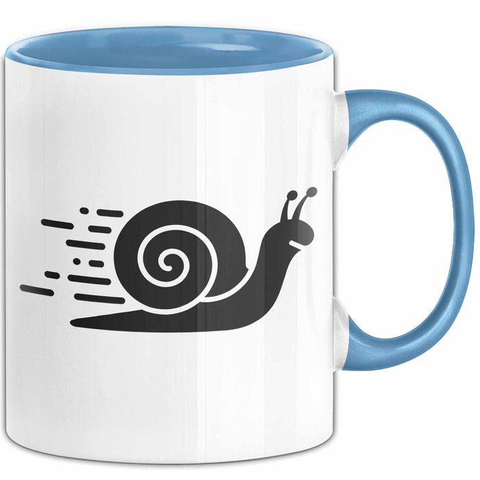 Schnelle Schnecke Tasse Geschenk Lustige Geschenkidee Spruch Blau Trendation