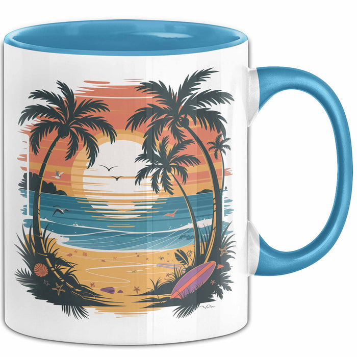 Sommerzeit Tasse Geschenkidee für Sonnenliebhaber Blau Trendation