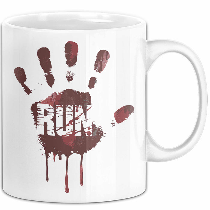 Horror Fan Tasse Run Geschenkidee für Gruselfilm Fans Weiß Trendation