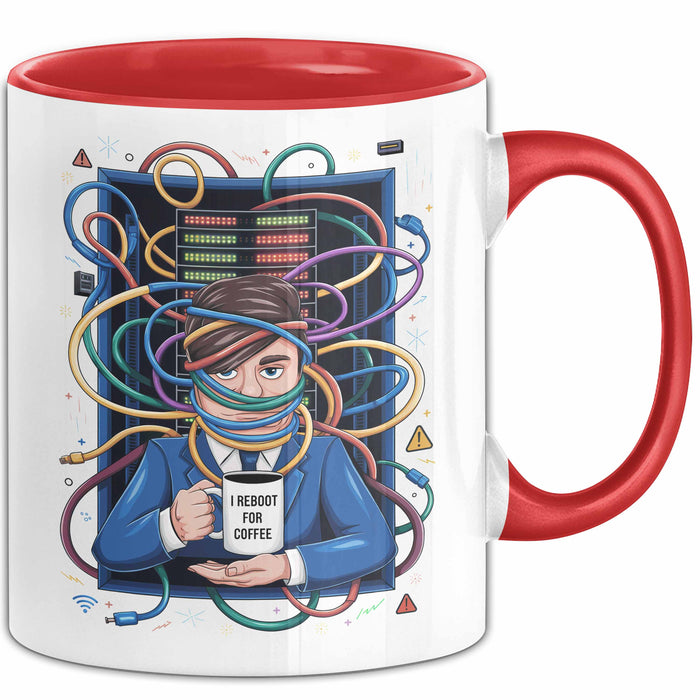 IT Administrator Tasse Geschenk Lustige Geschenkidee Spruch Für Netzwerk Helden Rot Trendation