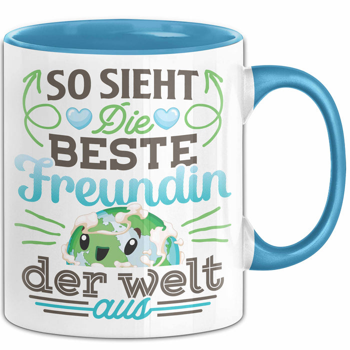 Beste Freundin Tasse "Beste Freundin Der Welt" Geschenkidee für BFF Blau Trendation