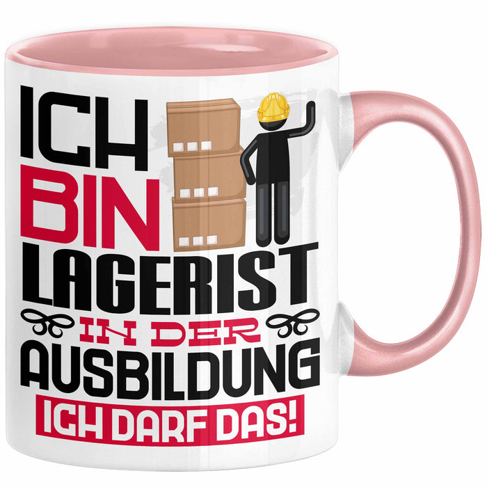 Lagerist Ausbildung Tasse Geschenk Ich Bin Lagerist In Der Ausbildung Ich Darf Das Geschenkidee Spruch Rosa Trendation