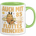 85. Geburtstag Tasse Geschenk Frauen Mutter Lustig Auch mit 85 Noch Ein Flottes Bienchen Kaffee-Becher Grün Trendation