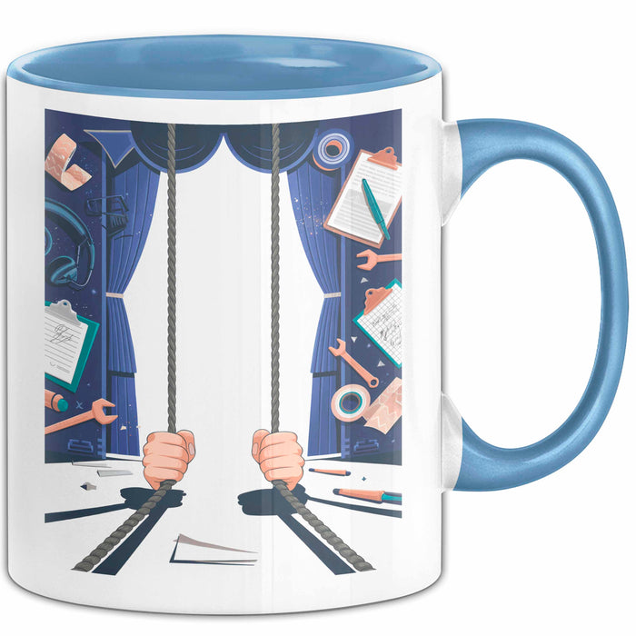 Bühnenarbeiter Tasse Geschenk Lustige Geschenkidee Spruch Für Backstage Crew Blau Trendation