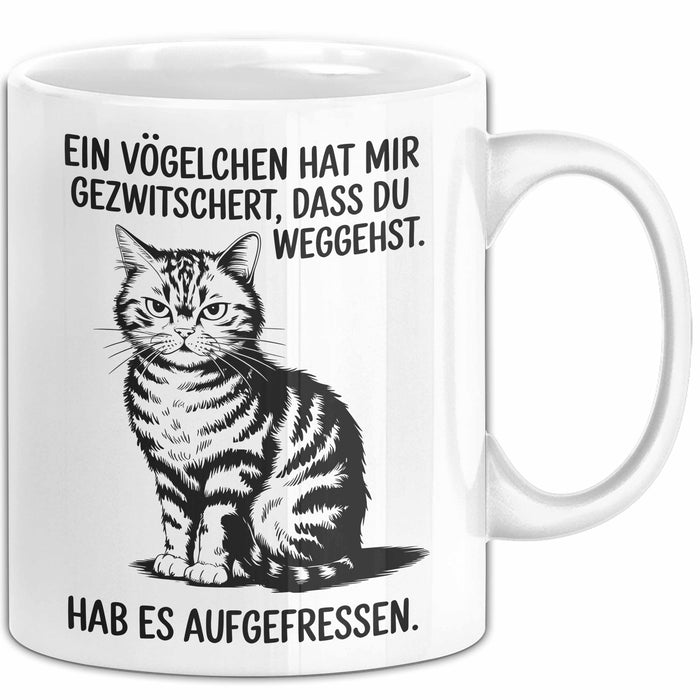 Büroarbeit Kollege Tasse Geschenk Lustige Geschenkidee Spruch Ein Vögelchen Hat Mir Gezwitschert Dass Du Weggehst Hab Es Aufgefressen Weiß Trendation