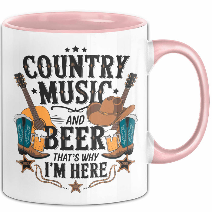 Country Musik Bier Tasse Geschenk Lustige Geschenkidee Rosa Trendation