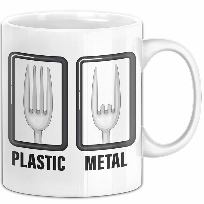 Plastik Tasse Geschenk Plastic Metal Musiker Spruch Geschenkidee Weiß Trendation